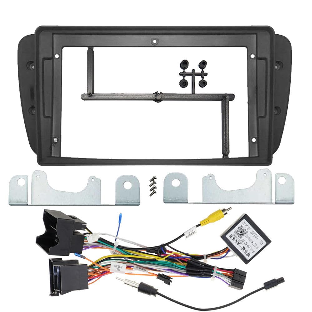 Autosoundrahmen 9-Zoll-2-Din-Auto-Blende-Rahmen-Adapter, passend for Seat Ibiza S1 2008–2015, Android-Radio, Audio, Armaturenbrett-Abdeckung, Kabelbaum Autosoundsystemrahmen(Frame AN CANBUS) von EAKNFD