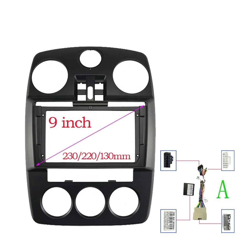 Autosoundrahmen 9 Zoll 2-Din-Auto-Facia-Kabel/Fit for Chrysler PT Cruiser 2005-2010 Panel-CD-DVD-Player Audiorahmen Armaturenbrett-Montagesatz Autosoundsystemrahmen(Frame CANBUS-A) von EAKNFD