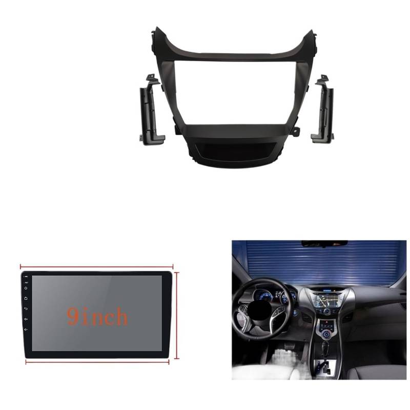 Autosoundrahmen 9-Zoll-Auto-Blendenverkleidungssatz/Passend for Elantra 2012-2019, Doppel-DIN-DVD-Blendenrahmen, Audio-Einbauadapter, Armaturenbrett Autosoundsystemrahmen(Only Frame-2014-15) von EAKNFD