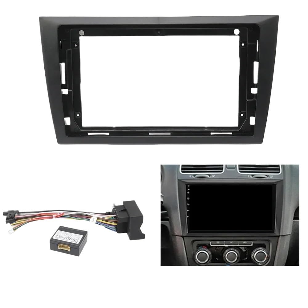 Autosoundrahmen 9-Zoll-Auto-DVD-Rahmen/Fit for Volkswagen Golf 6 2008–2016, Stereo-Panel-Rahmen, Audio-Armaturenbrett-Facia-Radio-Player-Bildschirm, 2-Din-Kit Autosoundsystemrahmen(Frame an canbus) von EAKNFD