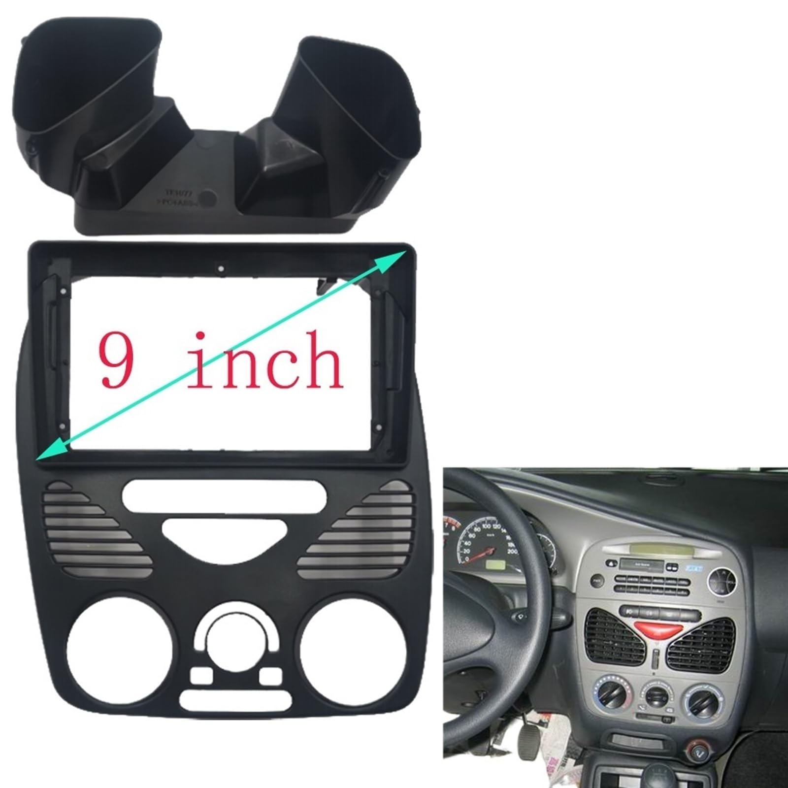 Autosoundrahmen 9-Zoll-Autoblende/Passend for FIAT Siena/Palio 1996-2004/Albea/Wochenende Video-Panel-Player Audio-Dash 2-DIN-Rahmen-Armaturenbrett-Montagesatz Autosoundsystemrahmen von EAKNFD