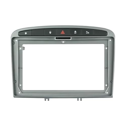 Autosoundrahmen 9 Zoll Autoradio-Blende, Audio-Player, Stereo-Rahmen, Armaturenbrett, DVD-Verkleidungssatz/passend for Peugeot 308 408 2007–2013 Autosoundsystemrahmen(Silver,Only Frame) von EAKNFD