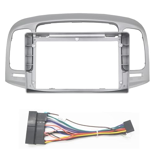 Autosoundrahmen 9-Zoll-Autoradio-Blende/Passend for Accent 2008-2011 Auto-Stereo-Audio-Player DVD-Panel Dash Frame Kit Mittelkonsolenhalter Autosoundsystemrahmen(Silver with cable,9 inch) von EAKNFD