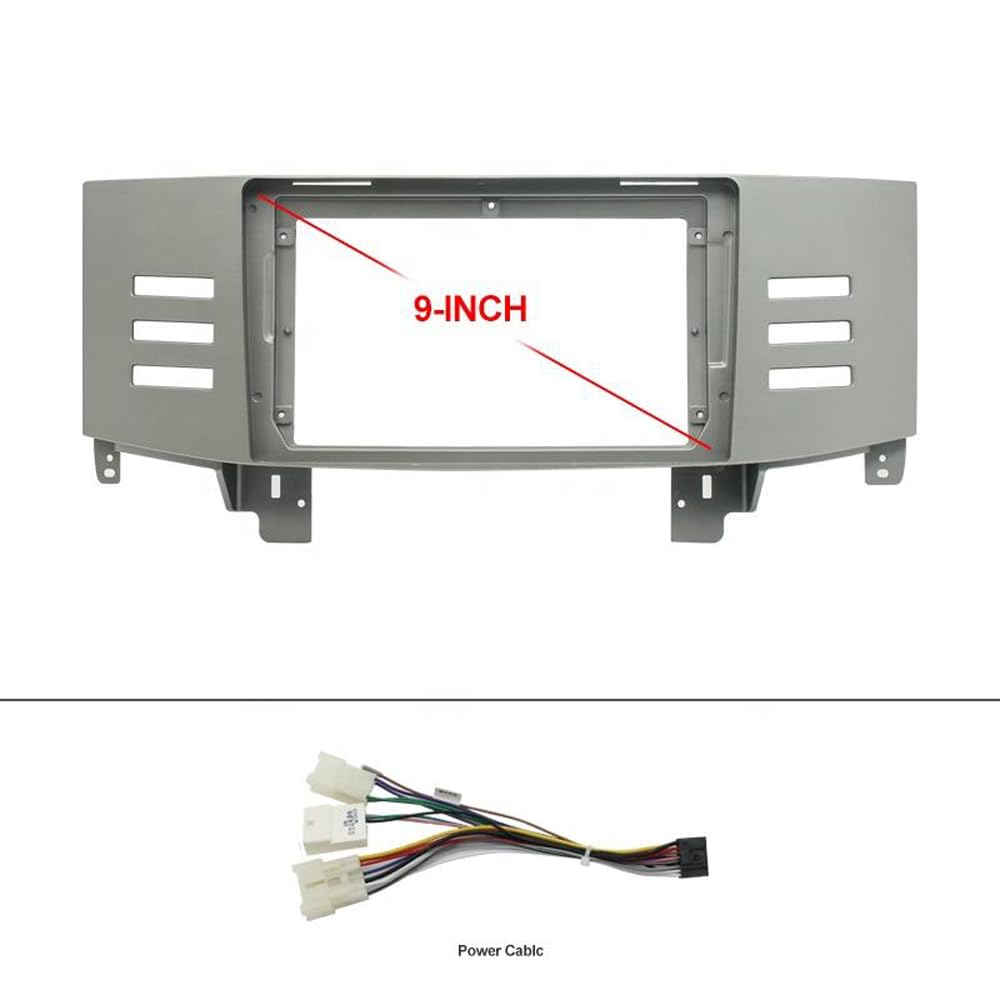 Autosoundrahmen 9-Zoll-Autoradio-Facia/Fit for TOYOTA REIZ/MARK X 2004-2010 Video-Panel-Player Audio Dash 2-Din-Rahmen Armaturenbrett-Montagesatz Autosoundsystemrahmen(Right Silver Cable) von EAKNFD