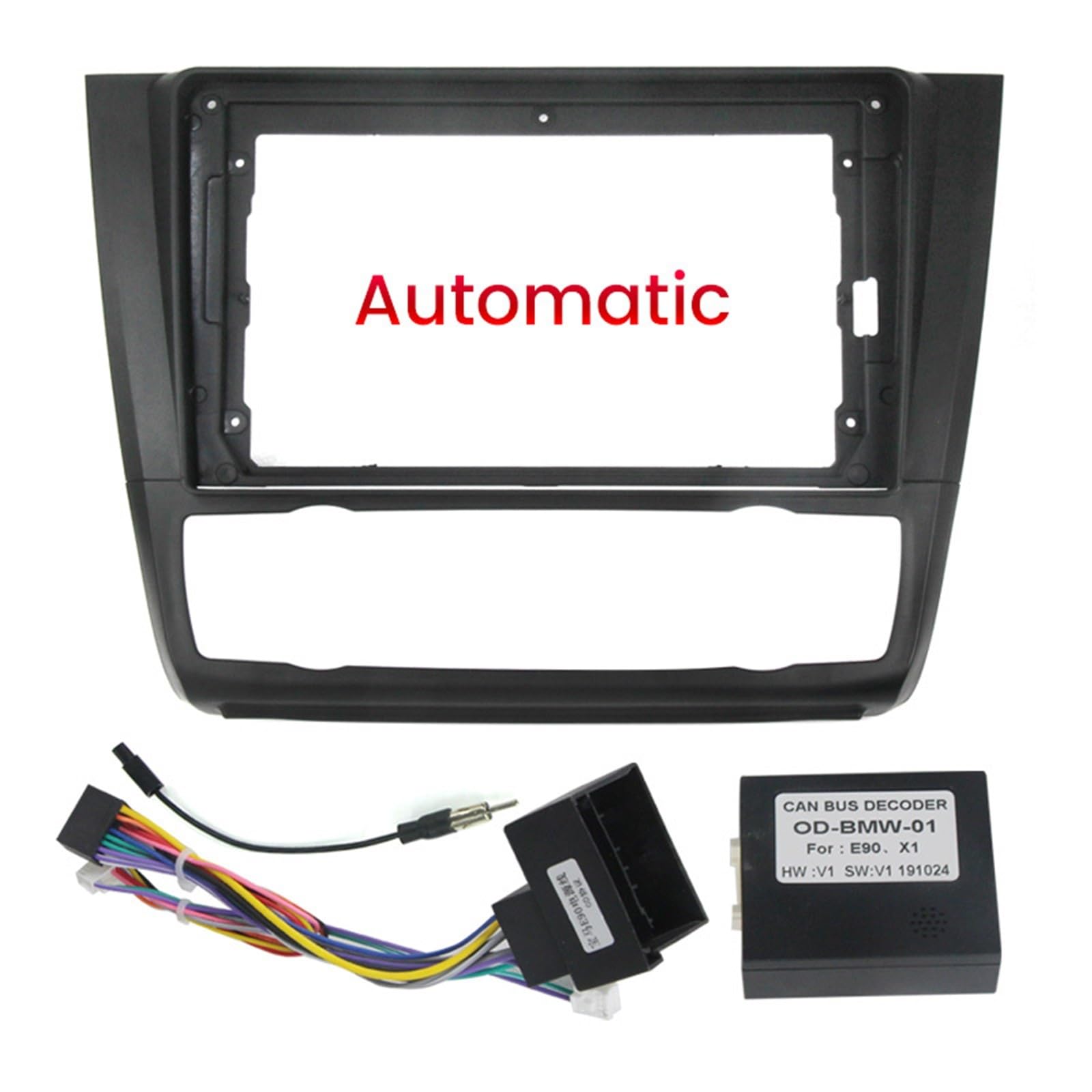 Autosoundrahmen 9-Zoll-Autozubehör Radioblende/Passend for BMW 1er-Reihe 2008-2012 Audio Dash 2Din Rahmen Armaturenbrett-Montagesatz Kabel Canbus-Adapter Autosoundsystemrahmen(Frame-Cable-canbus A) von EAKNFD