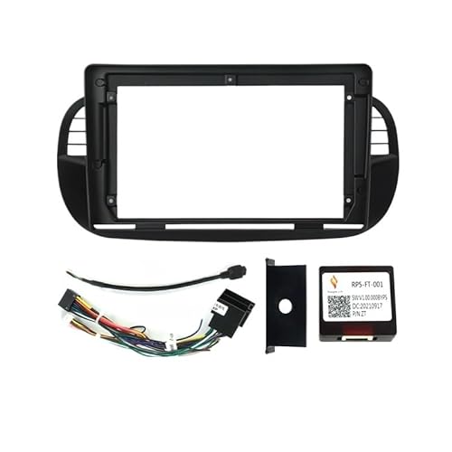 Autosoundrahmen 9-Zoll-Rahmen/Passend for Fiat 500 Auto-Audio-Armaturenbrett, Blendenrahmen-Kit, Installationsblende unterstützt 1-Din-Autoradio 9 Zoll Autosoundsystemrahmen(Cable-Canbus) von EAKNFD