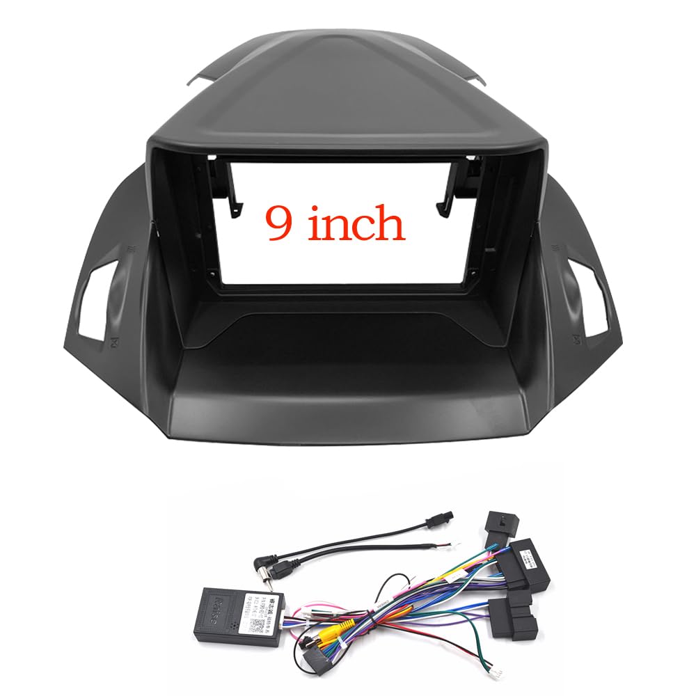 Autosoundrahmen Auto Audio 9 ZOLL Großen Bildschirm Fascia Rahmen canbus Adapter/Fit for FORD ESCAPE Kuga 2013-2019 2 din Dash android mp5 Panel Rahmen Kit Autosoundsystemrahmen(Frame an canbus) von EAKNFD