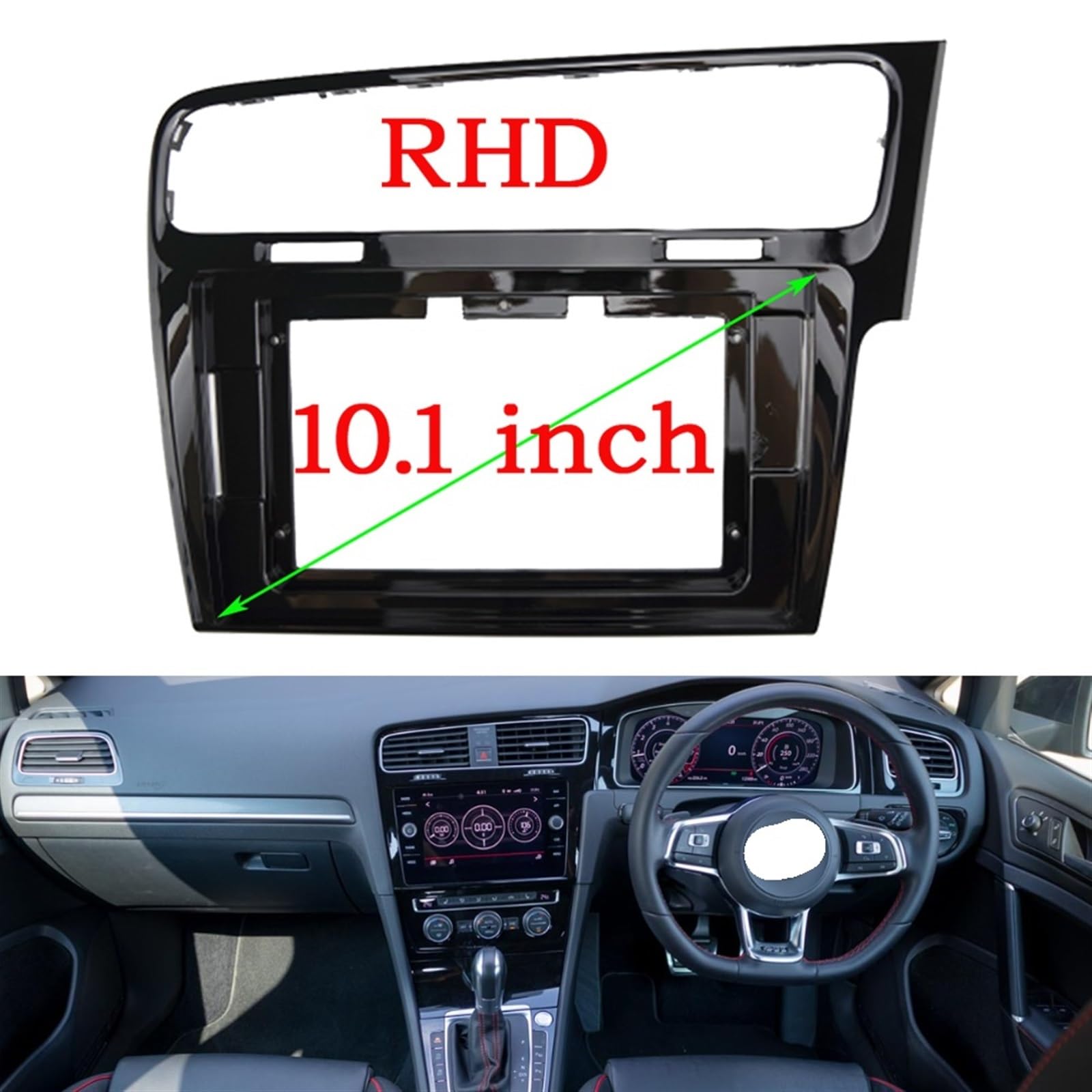 Autosoundrahmen Autoradio-Audio-Blendenrahmen, 10,1 Zoll, großer Bildschirm, modifizierte Navigation, passend for Volkswagen Golf 7 (RHD), Panel-Kit Autosoundsystemrahmen(Frame) von EAKNFD