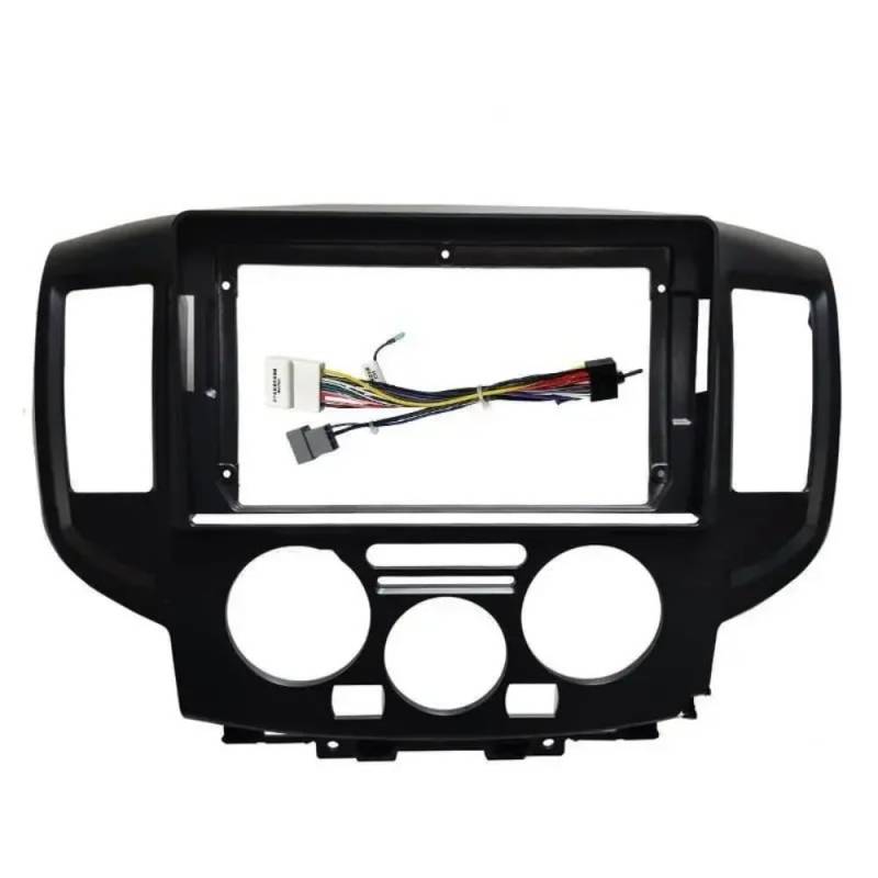 Autosoundrahmen Zubehör Doppel-DIN 9 Zoll Panel Autoradio DVD-Player Blendenrahmen/Passend for Nissan NV200 2010-2018 Armaturenbrett-Montagesatz Autosoundsystemrahmen(Black Frame Cable) von EAKNFD