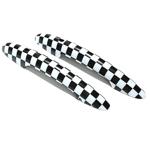 Autotürgriff für den Außenbereich, 2-teiliges Set, schwarze Flagge, Türgriff-Aufkleber, passend für Mini Cooper S JCW F56 F57, Auto-Styling-Außenteile, Zubehör, Auto-Außentürgriff (Checker, Wit von EAKNFD