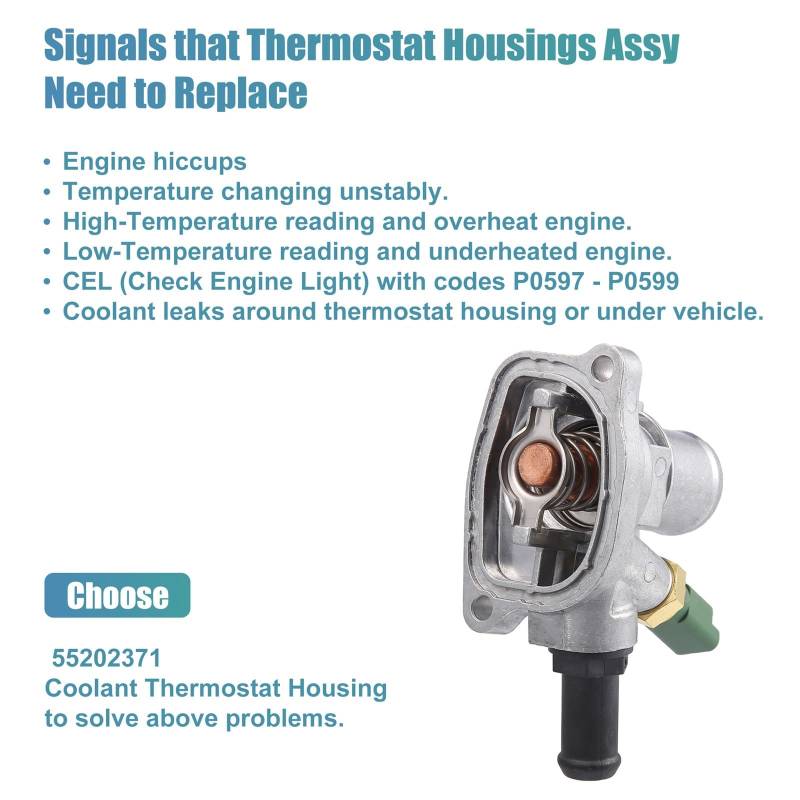 Kühlmittel Thermostat Auto-Motorkühlmittel-Thermostatgehäuse-Baugruppe 55202371 / Passend for Fiat 500 2007–2020. Auto-Thermostat-Zubehör Autothermostat - Ersatzteil von EAKNFD