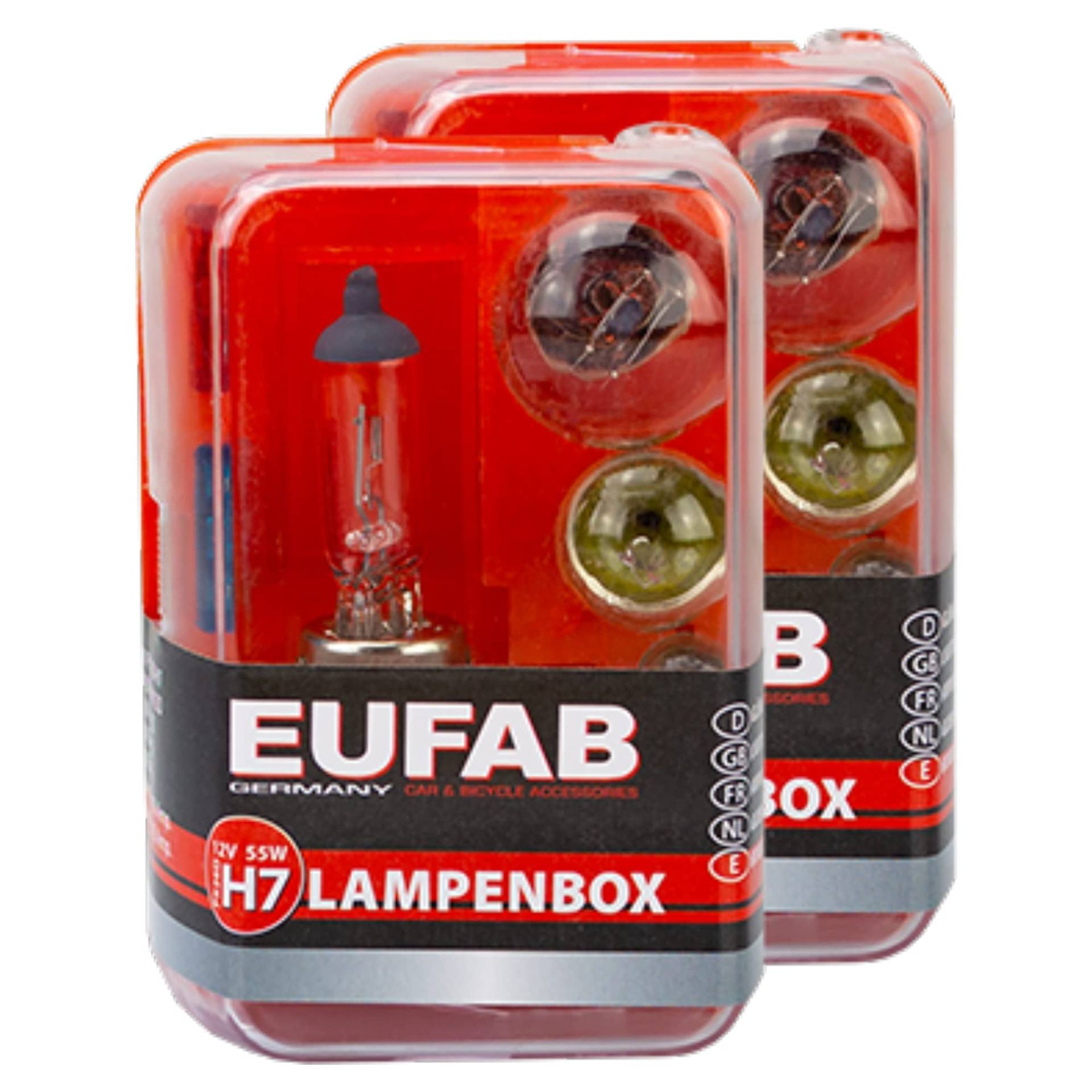 2X Eufab Autolampen Ersatzkasten Glühlampen Birnen Sicherungen Kasten Ersatz Lampen H7 12V von EAL