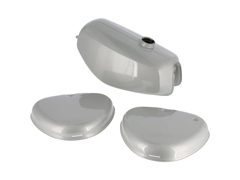 Set: Tank + Seitendeckel, Silber RAL 9006 - für Simson S50, S51, S70 von EAO