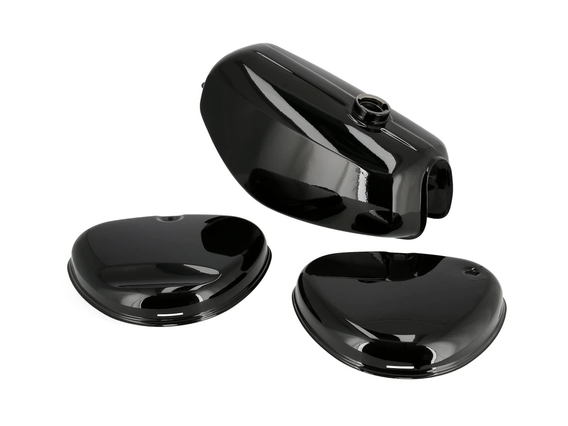 Set: Tank + Seitendeckel Enduro, Schwarz RAL 9005 - für Simson S51E, S70E von EAO