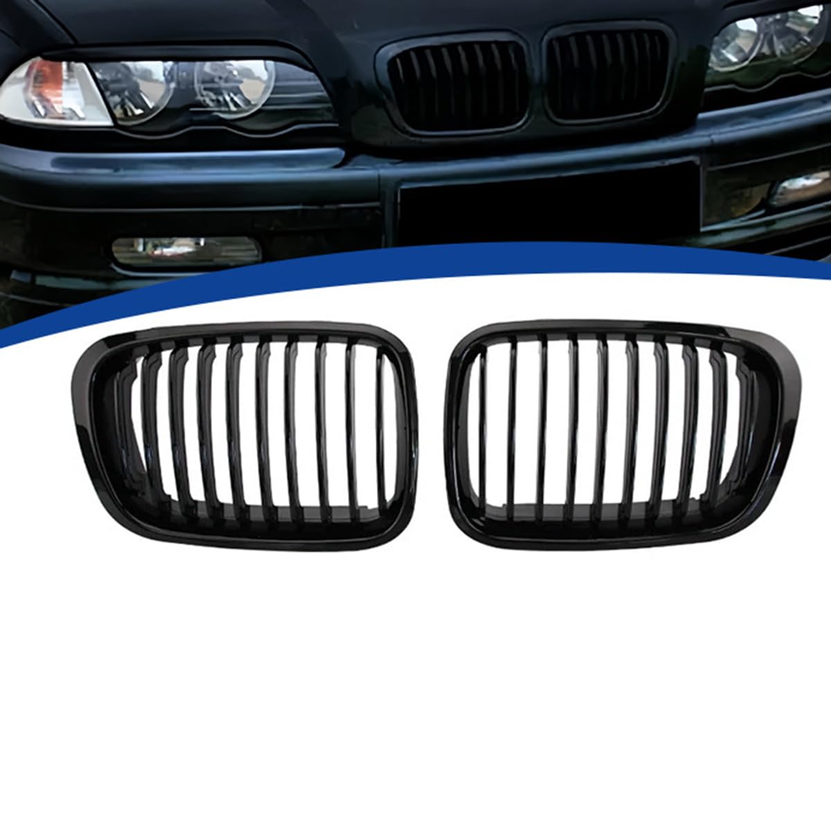 Auto Front Kühlergrill Gitter für BMW 3 Series 4-doors E46 1997-2001, Verschleißfest Wetterfest Langlebig Gitter Autogrill-Netz Ersatz Tuning Zubehör von EASHAN