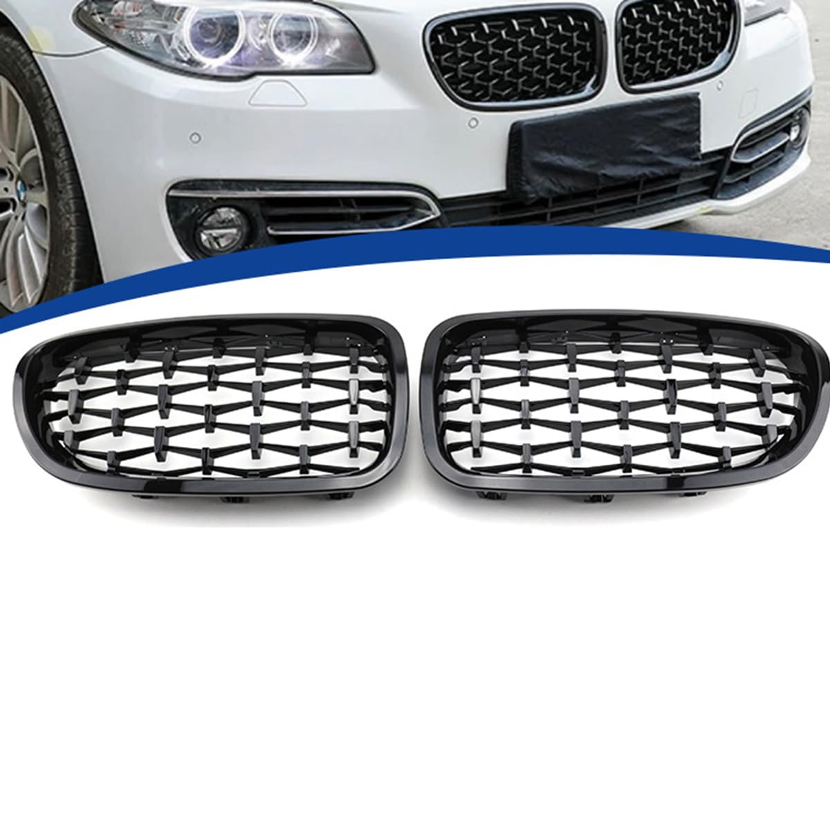 Auto Front Kühlergrill Gitter für BMW 5 Series F10 2016-2020, Verschleißfest Wetterfest Langlebig Gitter Autogrill-Netz Ersatz Tuning Zubehör von EASHAN