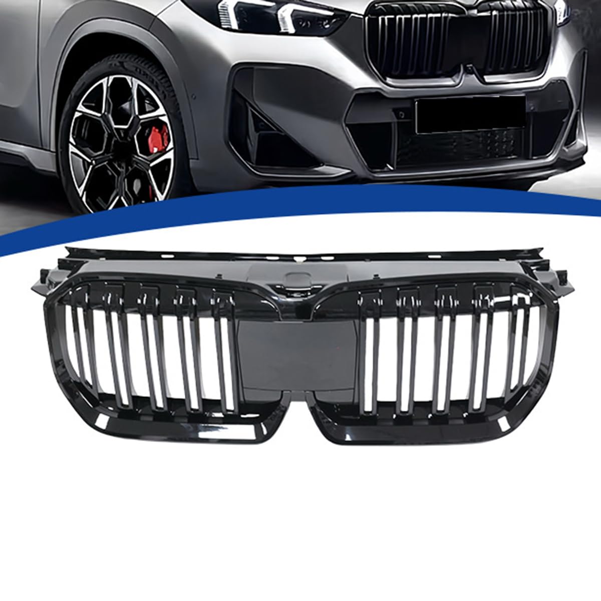 Auto Front Kühlergrill Gitter für BMW X1 U11 2023-2024, Verschleißfest Wetterfest Langlebig Gitter Autogrill-Netz Ersatz Tuning Zubehör von EASHAN