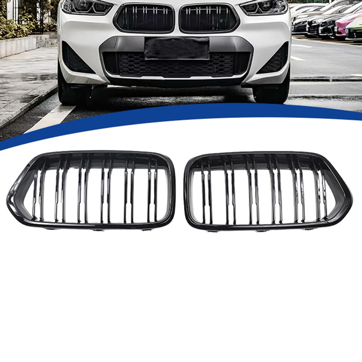 Auto Front Kühlergrill Gitter für BMW X2 F39 2018-2024, Verschleißfest Wetterfest Langlebig Gitter Autogrill-Netz Ersatz Tuning Zubehör von EASHAN