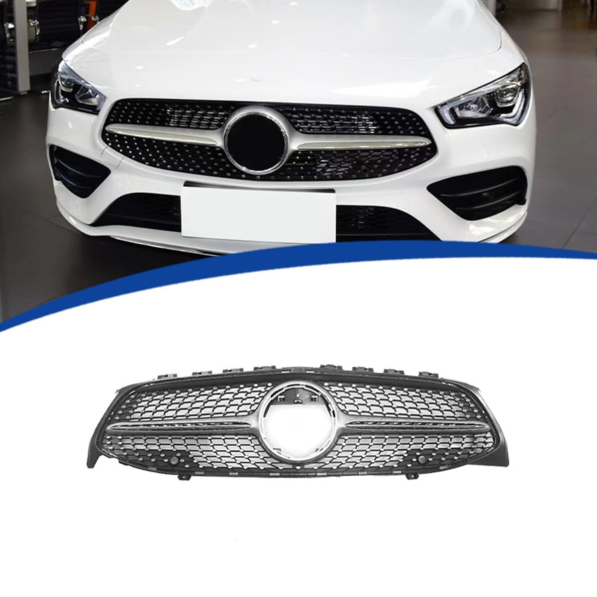 Auto Front Kühlergrill Gitter für Benz CLA Class W118 2020-2023, Verschleißfest Wetterfest Langlebig Gitter Autogrill-Netz Ersatz Tuning Zubehör von EASHAN