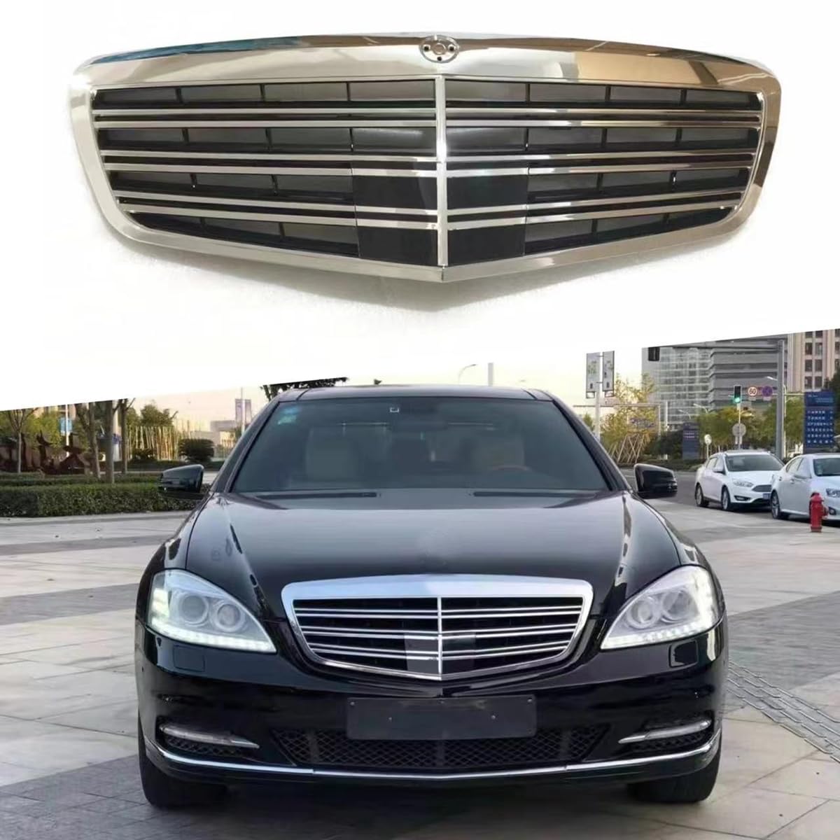 Auto Front Kühlergrill Gitter für Benz s Class W221 2005-2008, Verschleißfest Wetterfest Langlebig Gitter Autogrill-Netz Ersatz Tuning Zubehör von EASHAN