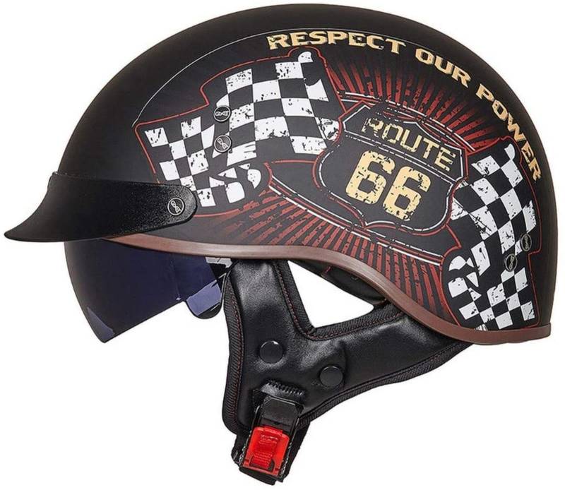 EBAYIN Halbhelme Jethelme Brain - Cap Cruiser Chopper Scooter Pilot Jet Helm DOT+ECE Zertifizierte Persönlichkeit Retro Harley Motorradhelm,G-XL=（61~62cm） von EBAYIN