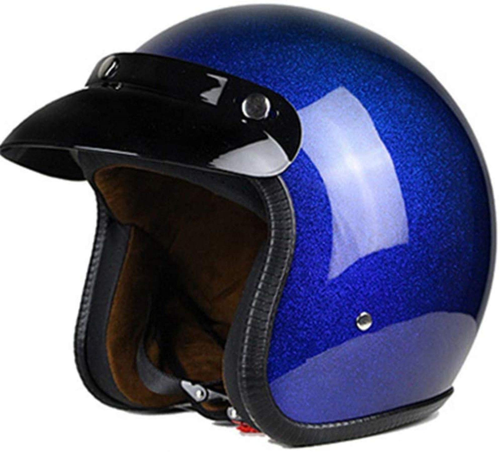 EBAYIN Halbhelme Jethelme Motorradhelm DOT/ECE-zertifizierter Offener Motorradhelm Retro-Motorradhelm Für Kollisionssicheren Moped Scooter Cruiser Jet Helm 3/4 Helm,Blue-XXL=（63~64cm） von EBAYIN