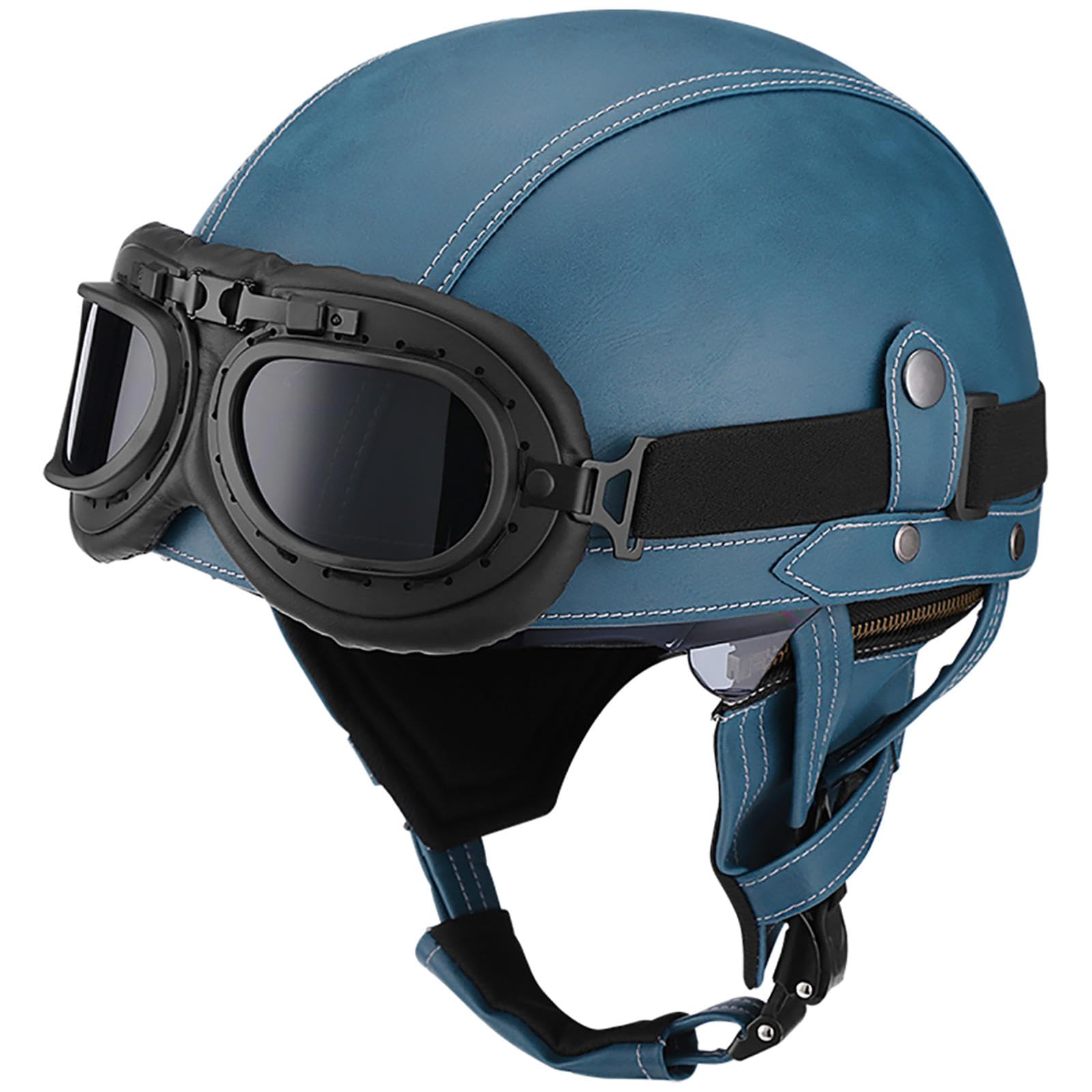 Halbhelm Vintage Motorradhelm Harley Halbschalenhelm Open Face Helm Roller Cruiser Chopper Moped Jet Helm DOT ECE genehmigt Männer und Frauen Erwachsene Helme,H-XL=（61~62cm） von EBAYIN