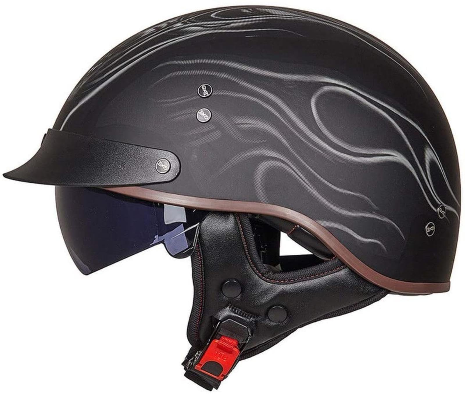 Halbhelme Jethelme Brain - Cap Cruiser Chopper Scooter Pilot Jet Helm DOT+ECE Zertifizierte Persönlichkeit Retro Harley Motorradhelm,K-XL=（61~62cm） von EBAYIN