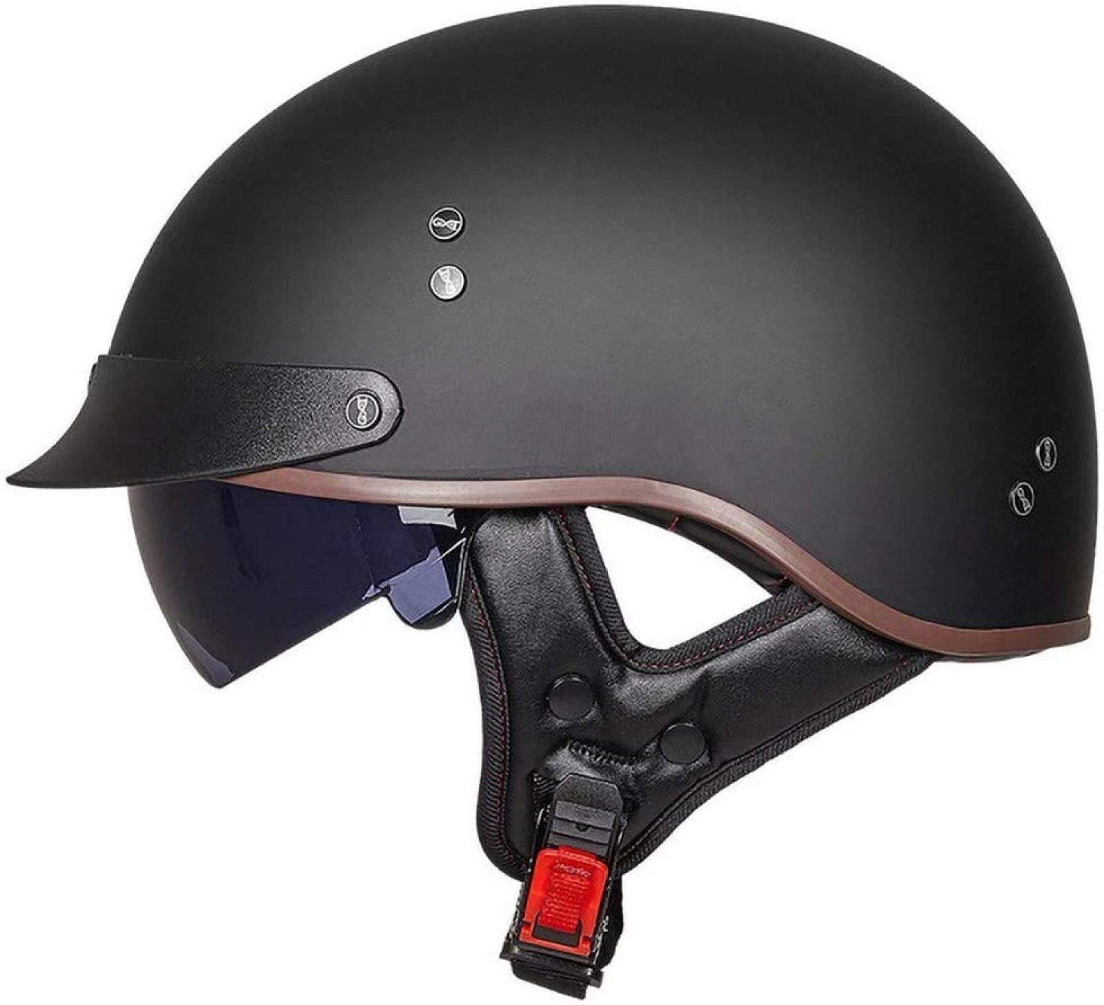 Halbhelme Jethelme Motorradhelm Retro Harley Motorrad DOT / ECE Cruiser Chopper Scooter Sicherheit Antikollisionshelm Mit Eingebauter Schutzbrille Schnellverschluss,K-XXL=（63~64cm） von EBAYIN