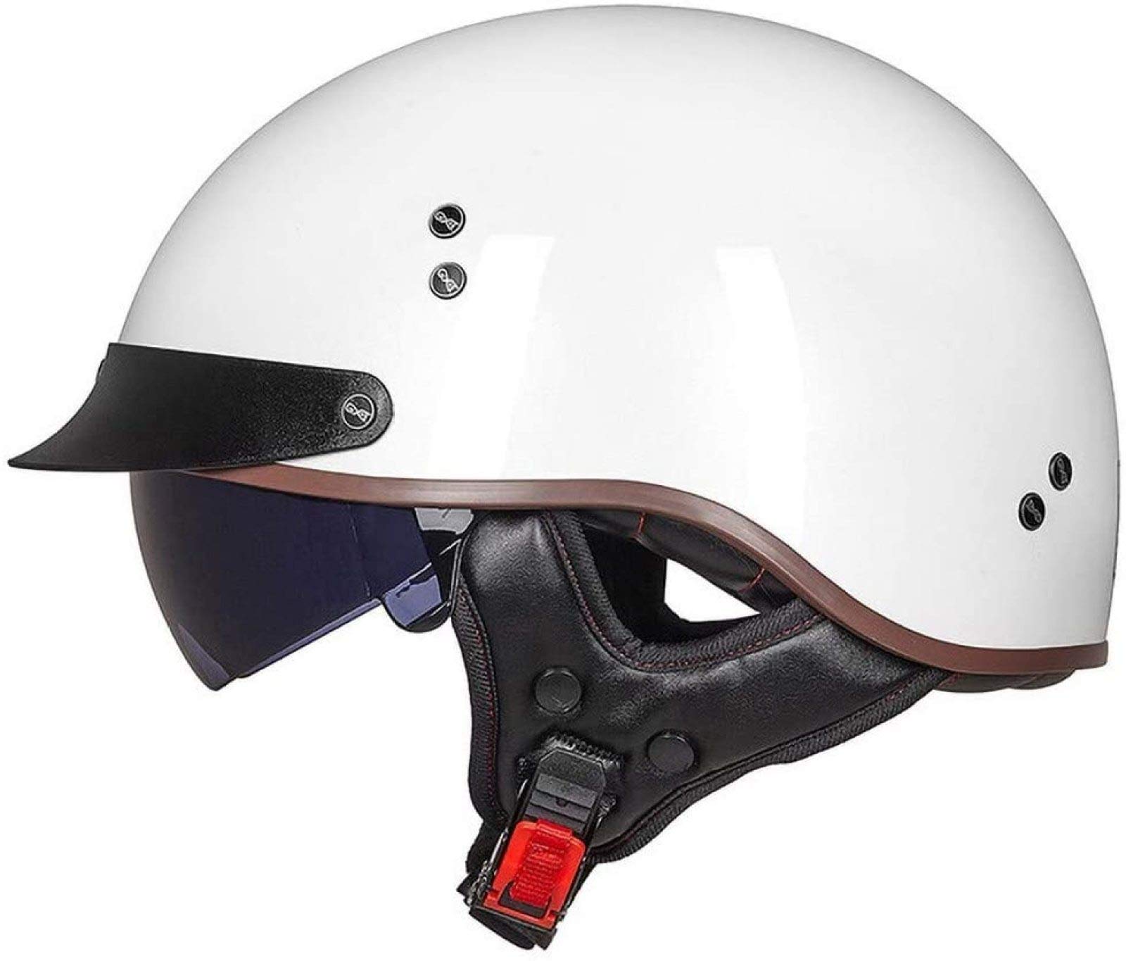 Halbhelme Jethelme Motorradhelm Retro Harley Motorrad DOT / ECE Cruiser Chopper Scooter Sicherheit Antikollisionshelm Mit Eingebauter Schutzbrille Schnellverschluss,L-M=（57~58cm） von EBAYIN