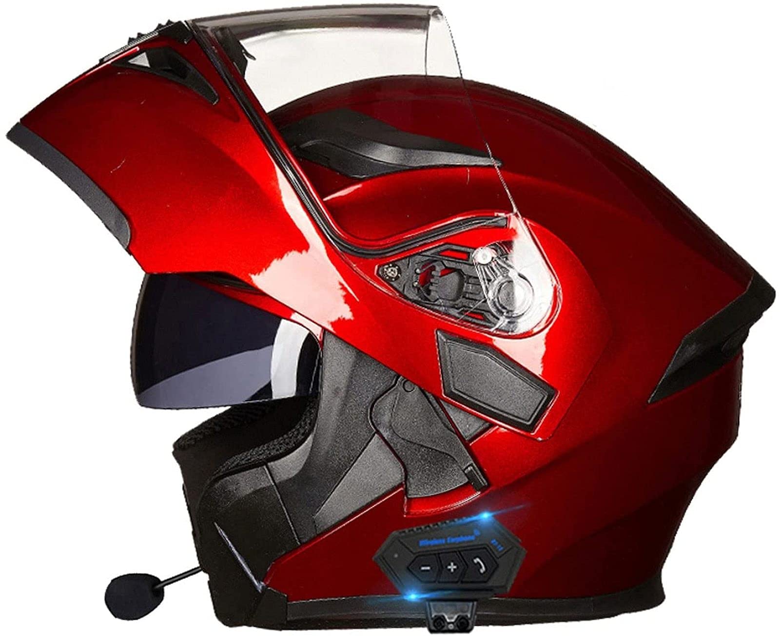 Klapphelme Bluetooth Motorradhelm Damen und Herren Dual Mirror DOT/ECE Zertifizierter Motorradhelm MP3 Intercom FM Radio FM Integralhelme,H-XL=(61~62CM) von EBAYIN