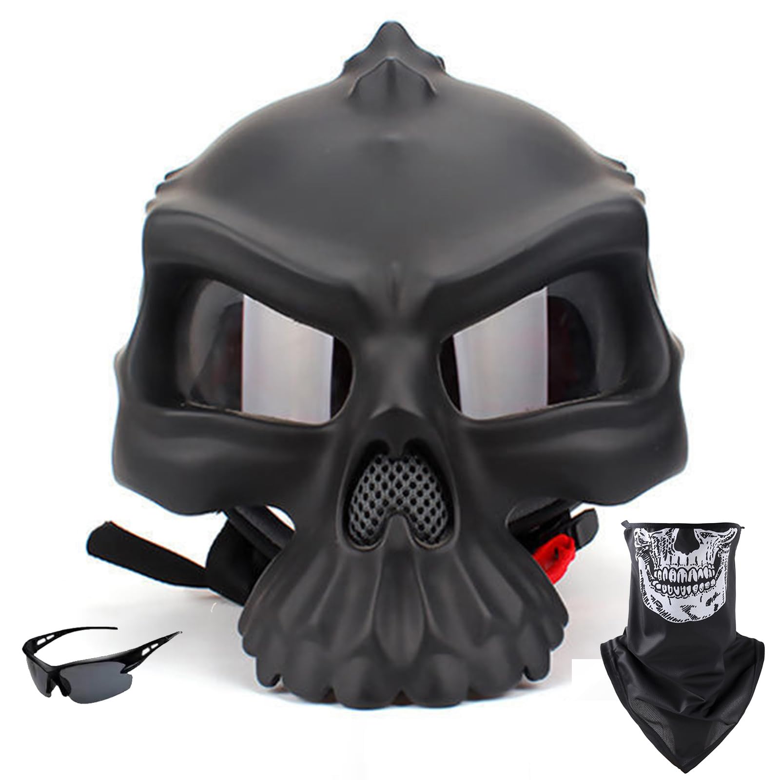 Motorrad Totenkopf Helm ECE Zertifiziert Vintage Erwachsene Open-Face Motorradhelme Retro Halbhelm für Roller Moped Herren und Damen Unentbehrlich für Motorradbegeisterte von EBAYIN