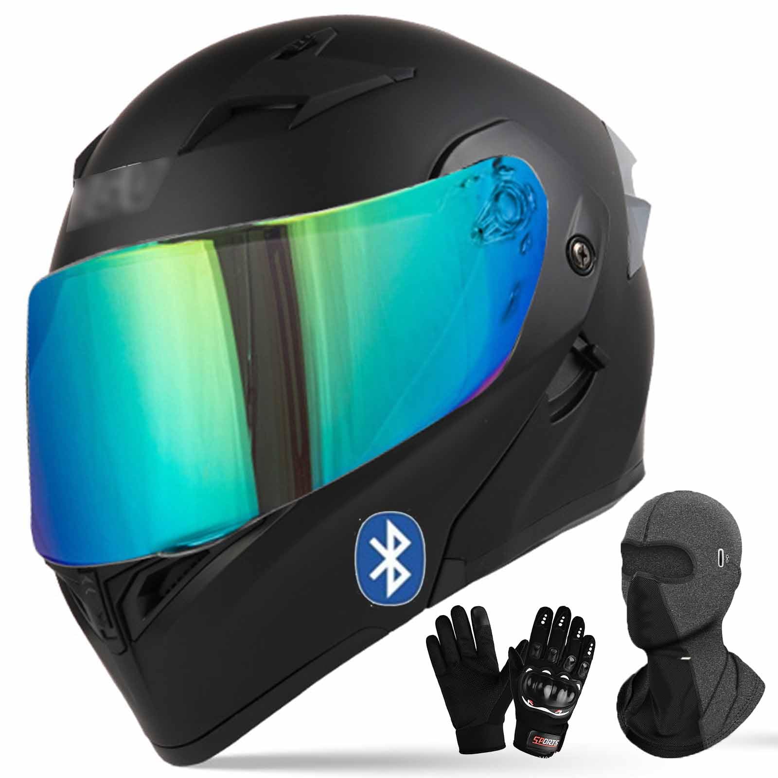 Motorradhelm Herren Damen Integralhelm Klapphelm Flip-up Motorrad Jethelm Chopper Mofa Moped Roller Modular Helm Motorrad ECE DOT Zertifiziert mit Doppelvisier mit Antibeschlag-Doppelvisier von EBAYIN