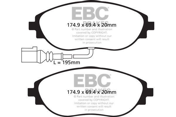 Bremsbelagsatz, Scheibenbremse Vorderachse EBC Brakes DP52127NDX von EBC Brakes