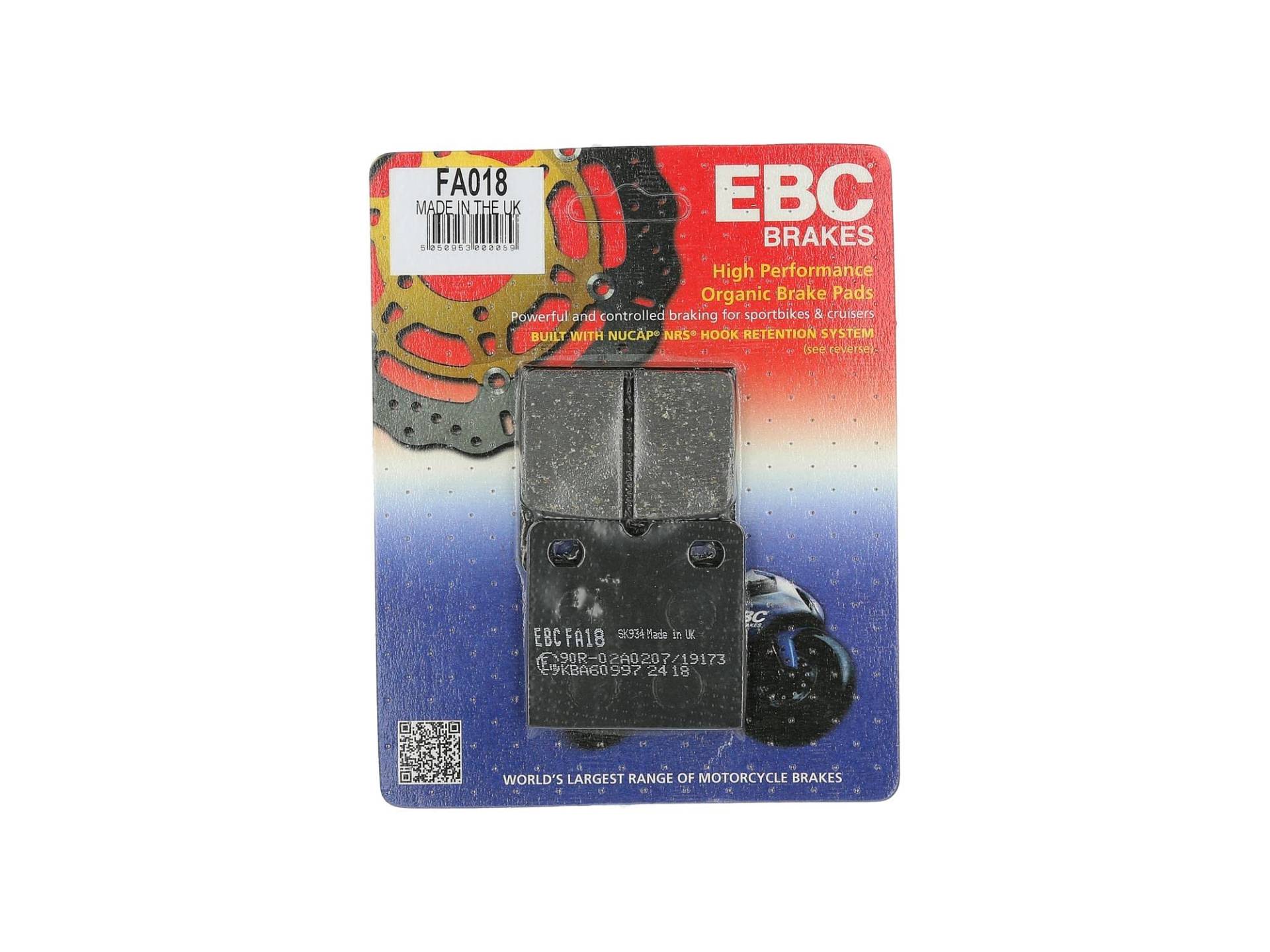 EBC Bremsklotz FA018 Aramid Rear Motorrad Bremsbelag von EBC Brakes