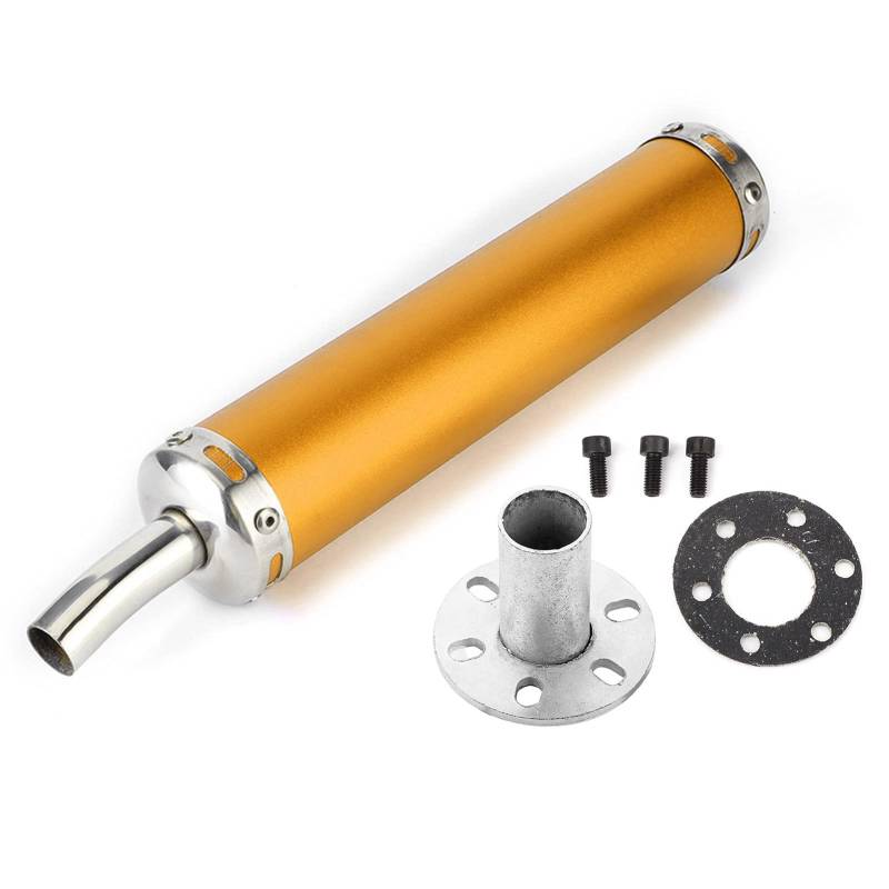 2 Stroke Muffler-Auspuffschalldämpfer Edelstahl, Auspuffschalldämpfer Schalldämpfer 20 Mm/0,8 Zoll Modifizierte Teile Für 2-Takt-Motorrad(Gold) von EBTOOLS