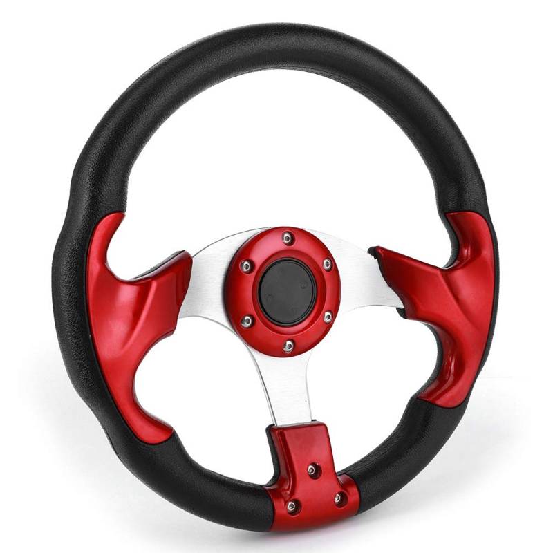 Drifting Racing Car Lenkrad 320 Mm/12,5 Zoll Rote Farbe, Aluminium -PVC Stylisch, Leichtes Gewicht, Universell, mit Hornknopf für Einen Modifizierten Teil von EBTOOLS