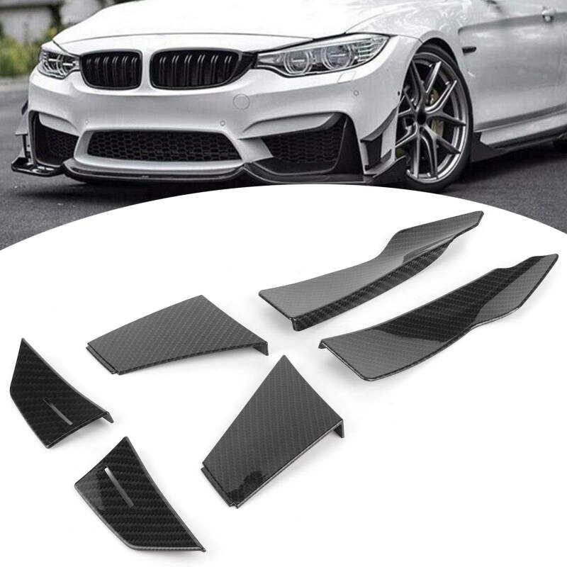 EBTOOLS Frontsplitter, Paar Frontlippensplitter Stoßstangenseitenrippen Carbon-Karosserie-Spoilerschutz Splitter-Spoiler Passend für 3er F80 M3 15-19 von EBTOOLS