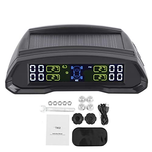 Reifendrucküberwachungssysteme TPMS, TPMS Wireless Reifendrucküberwachungsdetektor mit 4 Sensoren USB + Solarpanel-Aufladung von EBTOOLS