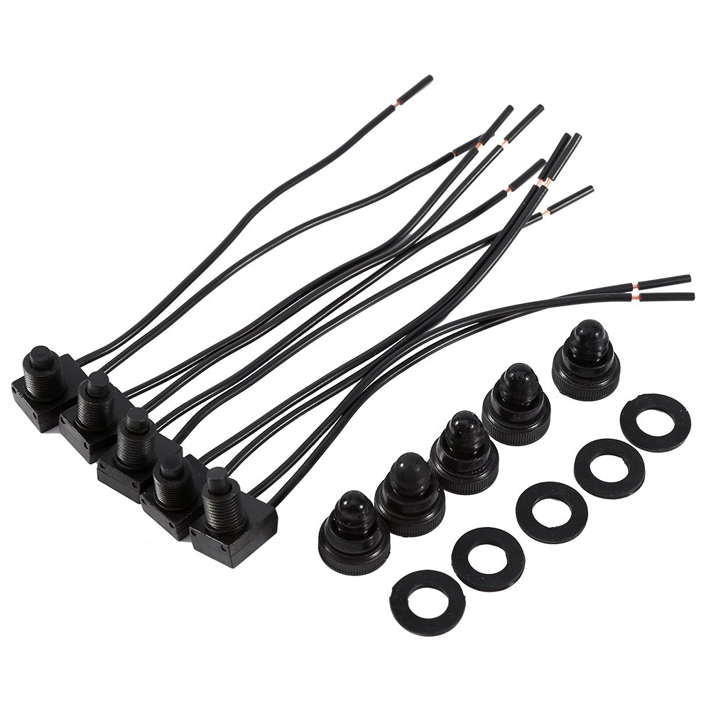 Elerose 12V wasserdichte Druckknopf Ein Aus Schalter mit 4"Leads für Motorrad/Auto (5Pcs) von EBTOOLS