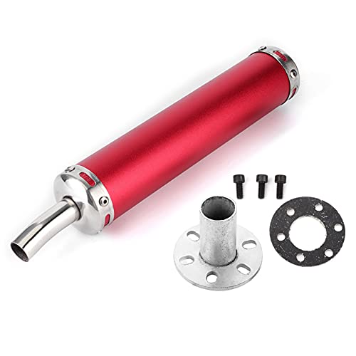 Exhaust Muffler-Auspuffschalldämpfer Edelstahl, Auspuffschalldämpfer Schalldämpfer 20 Mm/0,8 Zoll Modifizierte Teile Für 2-Takt-Motorrad(Rot) von EBTOOLS