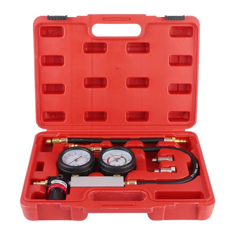 Kompressionstester Kompressions Tester Diagnosegerät Motor Kompression Prüfen Meßen Kfz Zylinderleckprüfgerät Doppel Manometer Kompressionsleckdetektor Kit 0-7bar/0-100psi von EBTOOLS