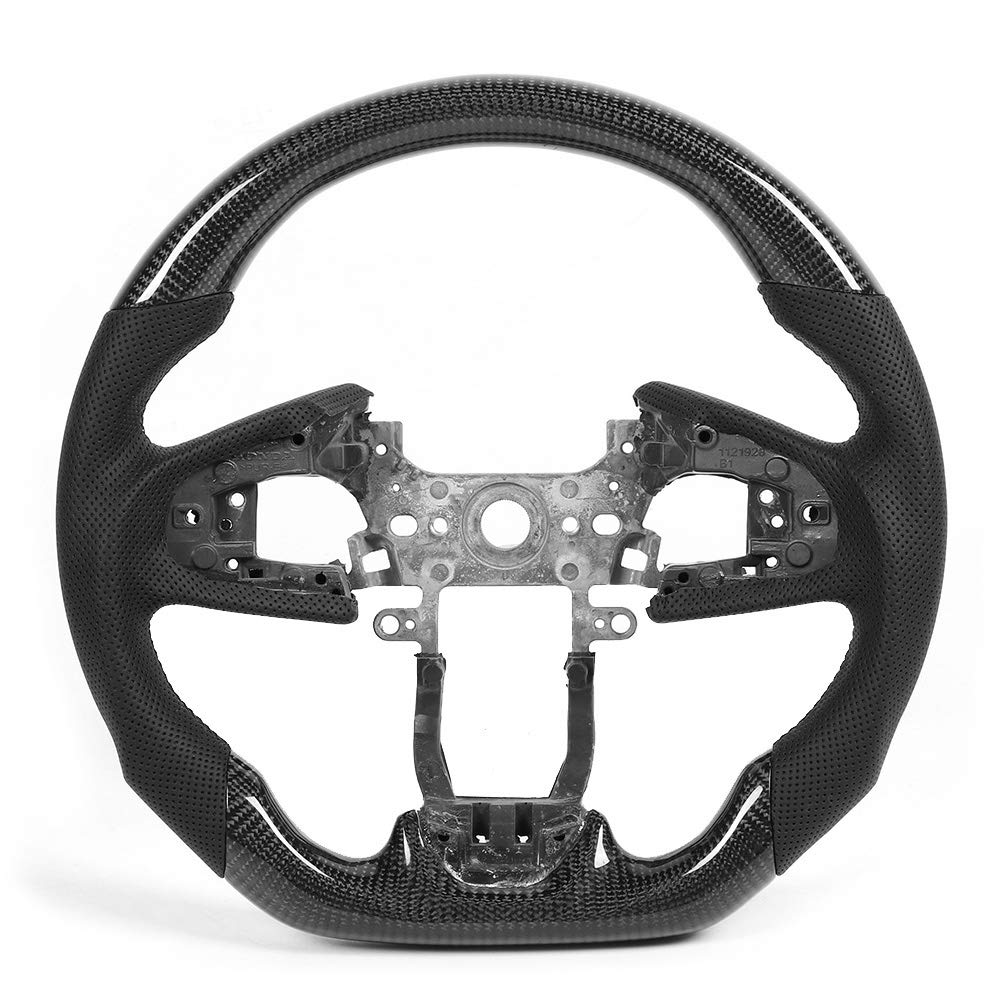 Lenkrad Auto Carbon Lenkrad Verbessertes Kundenspezifisches Lenkrad Nappa Preforated Leather W/Black Stitching Fit für Civic FC Typ R FK8 2016-2020 von EBTOOLS