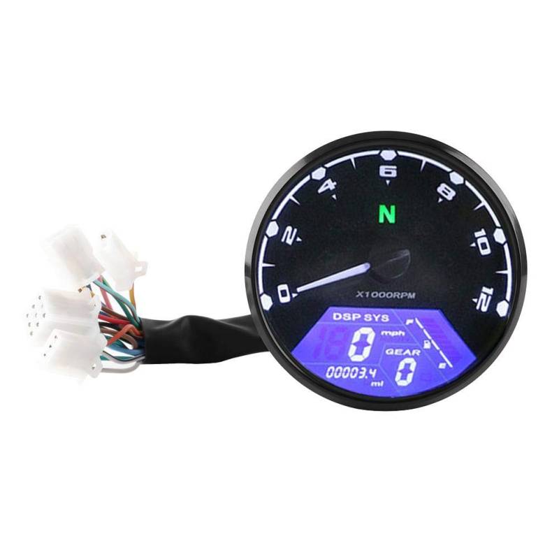 Tachometer Motorrad Universal Motorrad Tachometer Digital Motorrad LED Hintergrundbeleuchtung Digital Tachometer Tacho Gauge 12000RPM von EBTOOLS