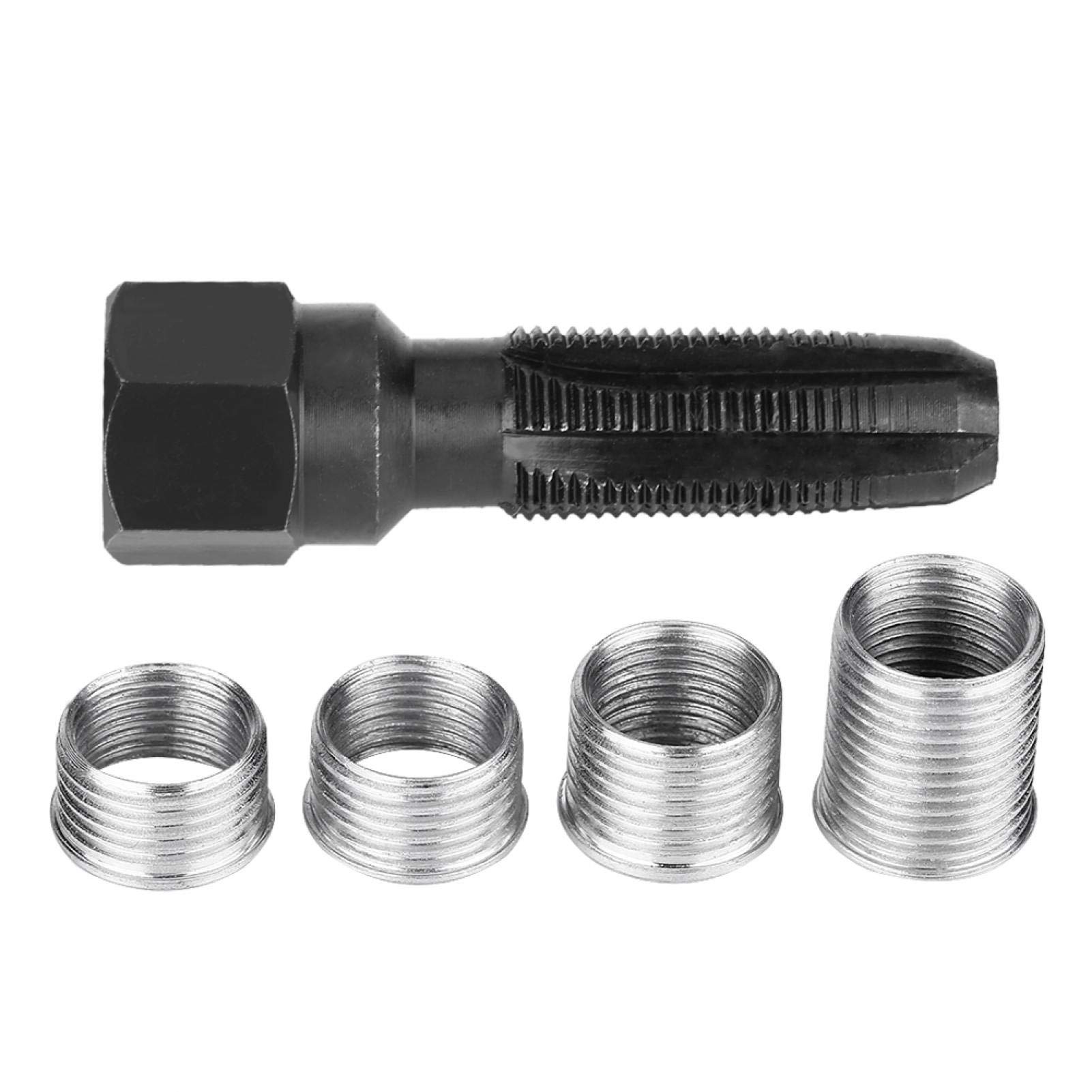 Kit Reparation Bougie M14-Zündkerzengewindeeinsatz Zapfhahn Ersetzen Sie Professionelle 5-Teilige Zündkerzengewindebohrer Aus Kohlenstoffstahl Mit Einsätze Für 14-Mm-Zündkerzen von EBTOOLS