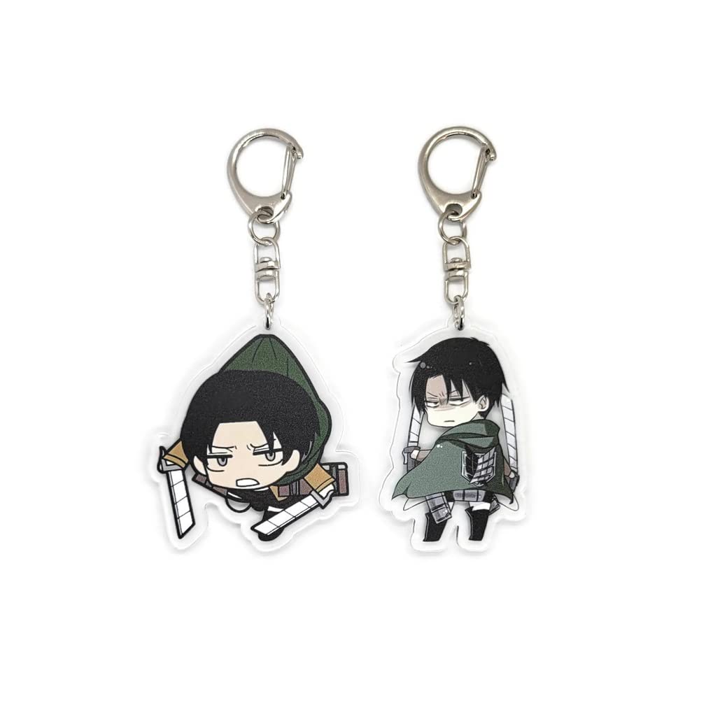 EBTY DREAMS Inc. – Set von 2 AoT Titan Shingeki no Kyojin Acryl Schlüsselanhänger Levi Ackerman, Mehrfarbig, Pendant Height: 2 inches von EBTY DREAMS