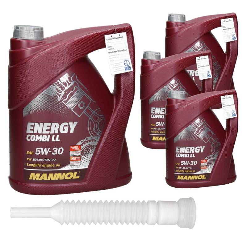 4 x 5 Liter 5W30 Mannol Energy Combi LL SAE API SM/CF Motoröl Longlife III inkl. Auslaufschlauch von ECD Germany