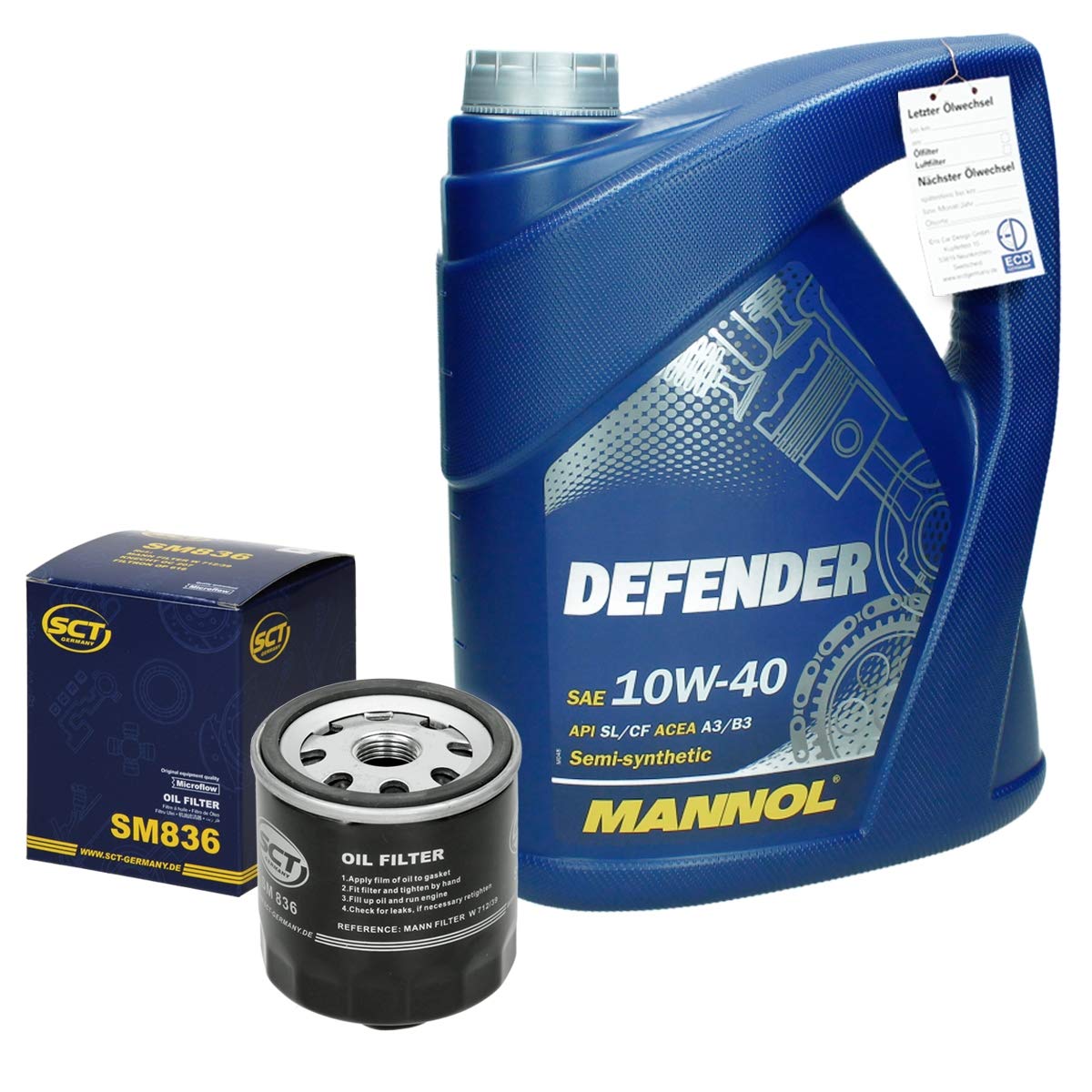 5 Liter Defender 10W-40 + Ölfilter Motorölfilter von ECD Germany