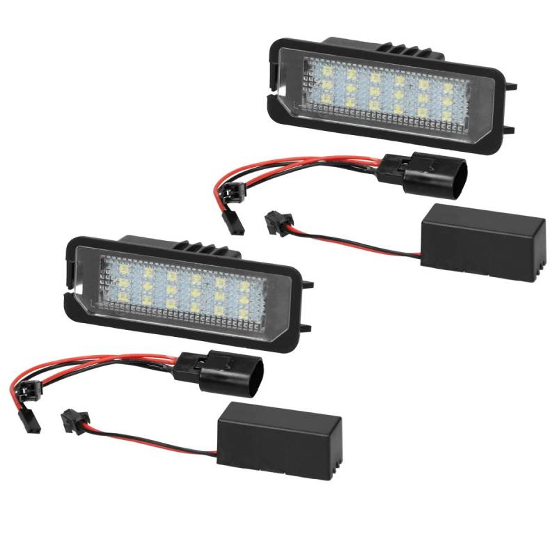 ECD Germany 2 x LED Kennzeichenbeleuchtung mit E-Prüfzeichen - 6000K Xenon Weiß - Canbus - Plug & Play - Fehlerfrei - LED Kennzeichenleuchte mit Zulassung Nummernschildbeleuchtung von ECD Germany