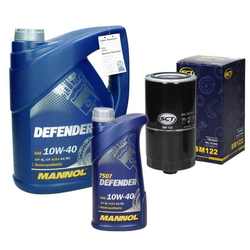 Inspektionspaket Wartungspaket Filterset 1 x Ölfilter 1 x 5Liter Defender 10W40 1 x 1Liter Defender 10W40 1 x Ölwechselanhänger von ECD Germany